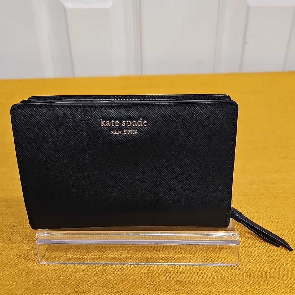 Kate Spade Cameron Black Saffiano Leather Medium Bifold Wallet - Like New